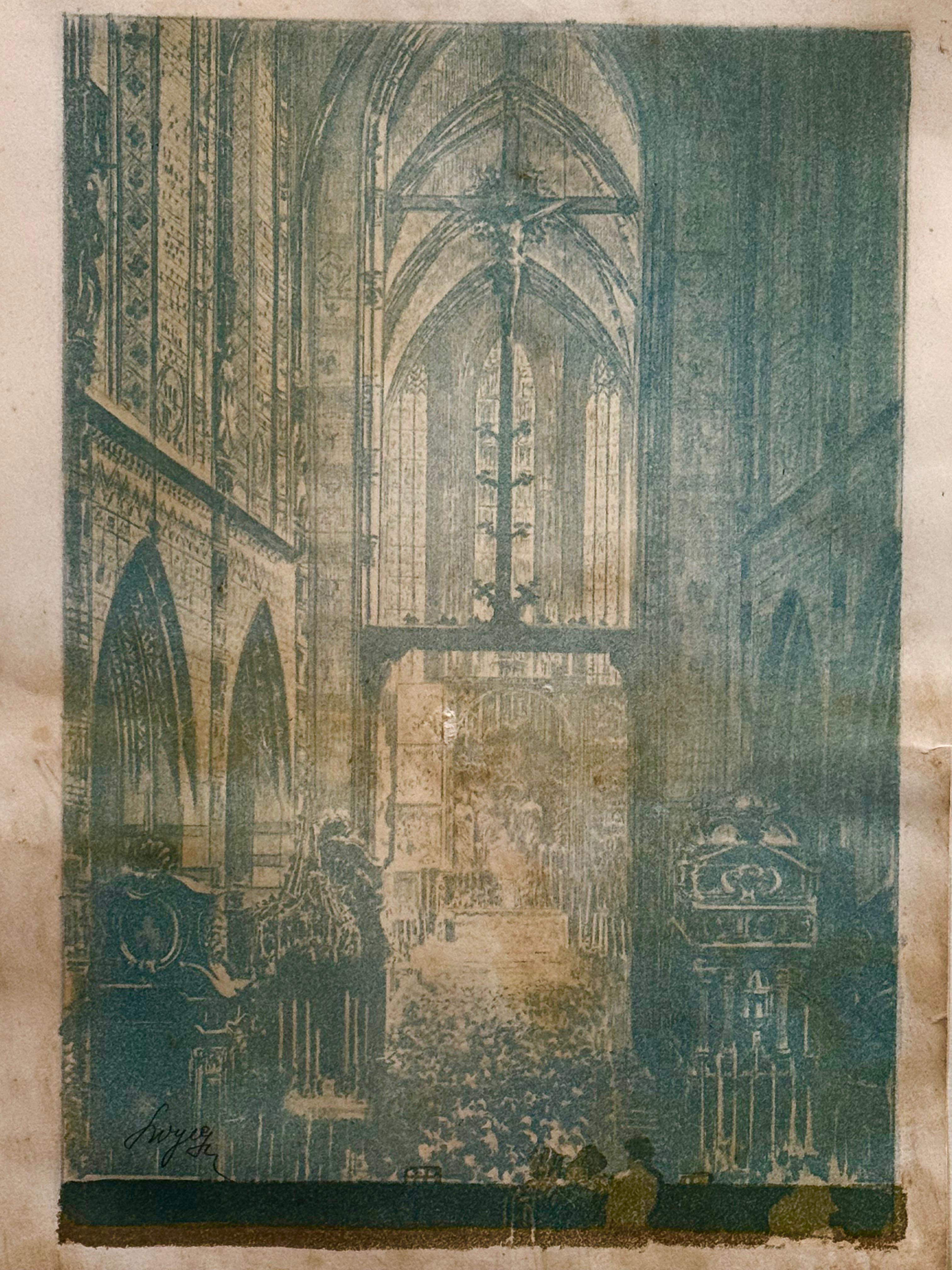 Leon Wyczółkowski (1852-1936), ''Wnętrze Kościoła Mariackiego w Krakowie''