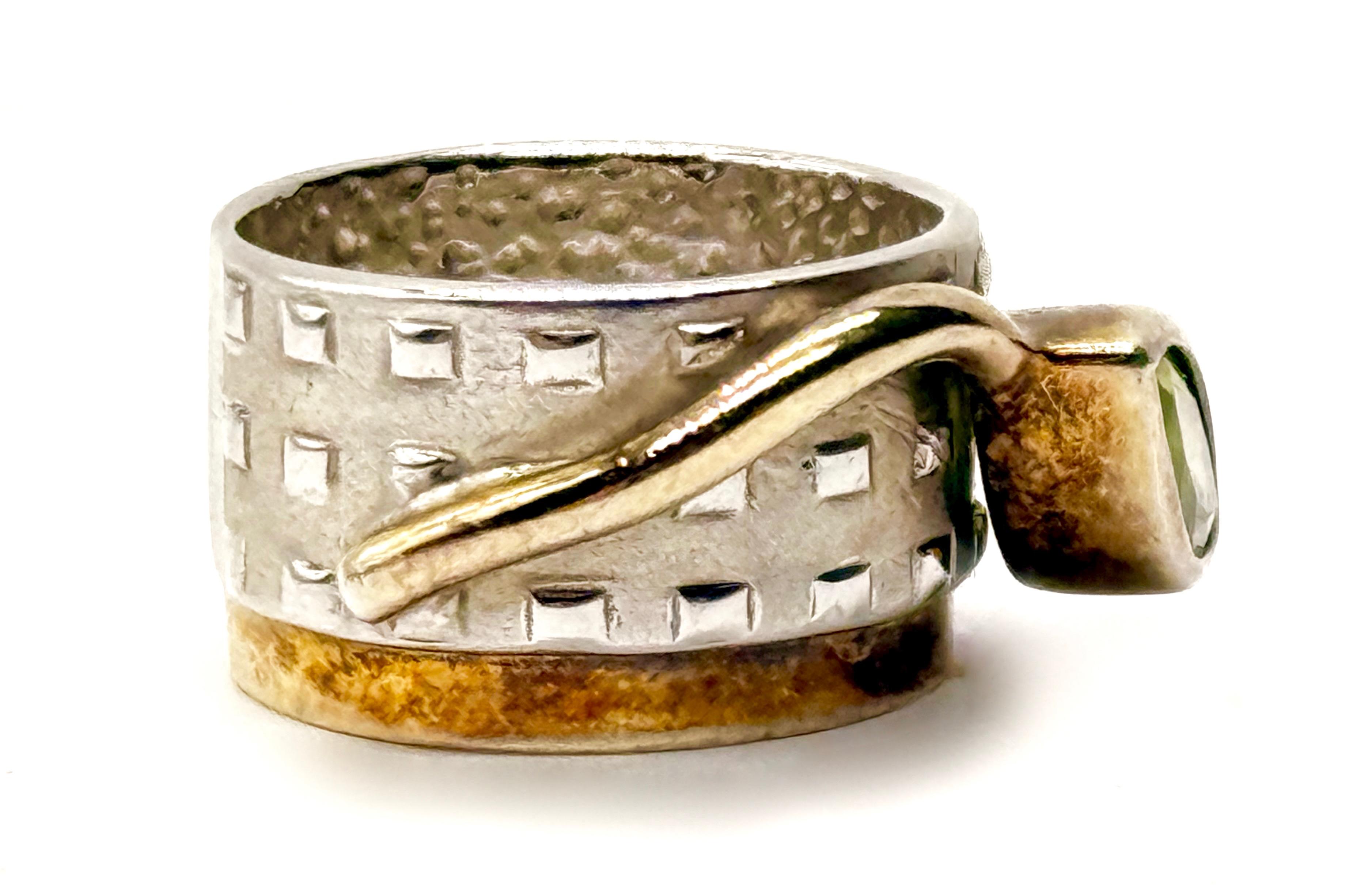 German Kabirski , Srebrny złocony  pierścionek