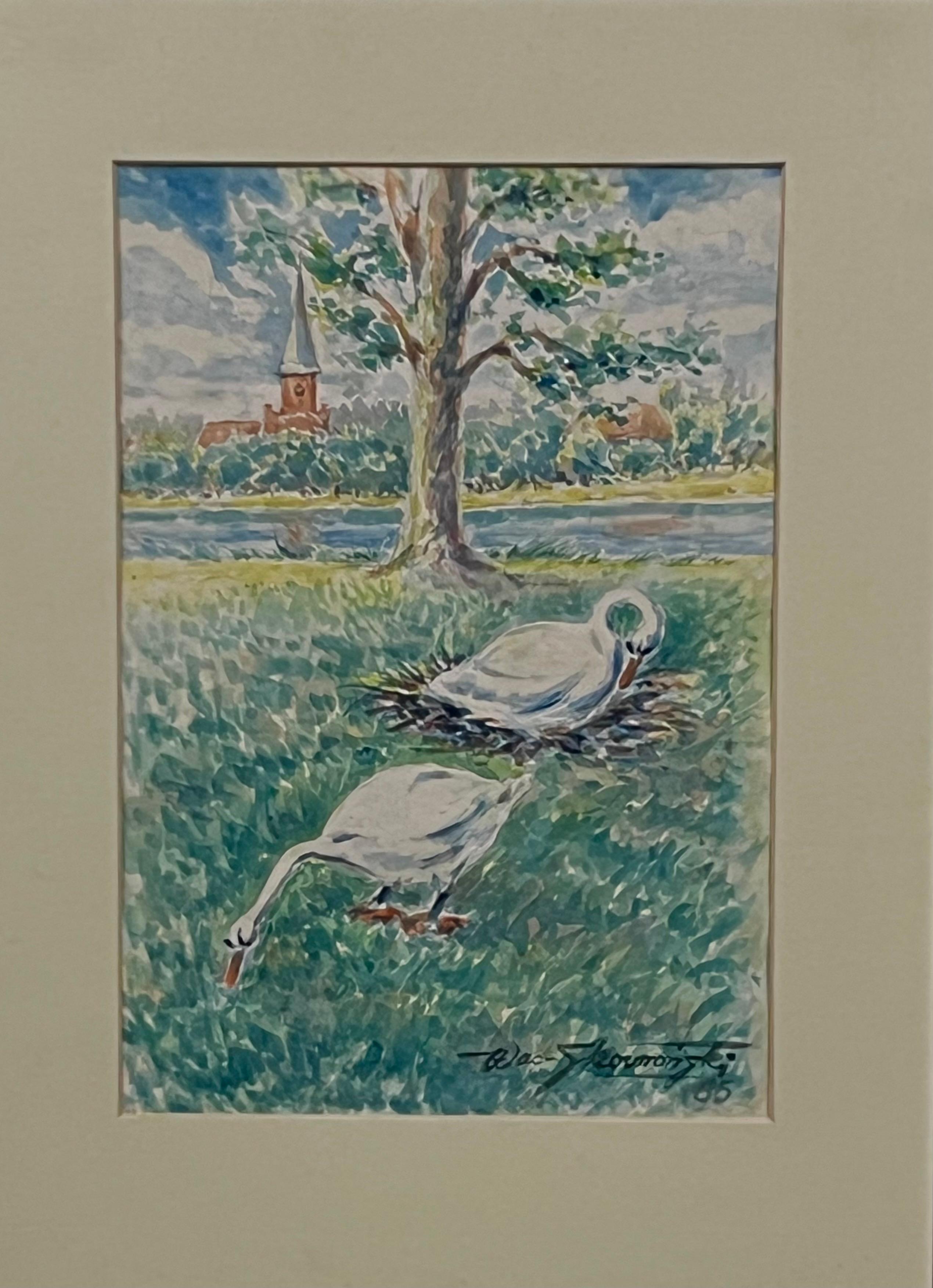 Wacław Skowroński,''Lubniewice- Para łabędzi''