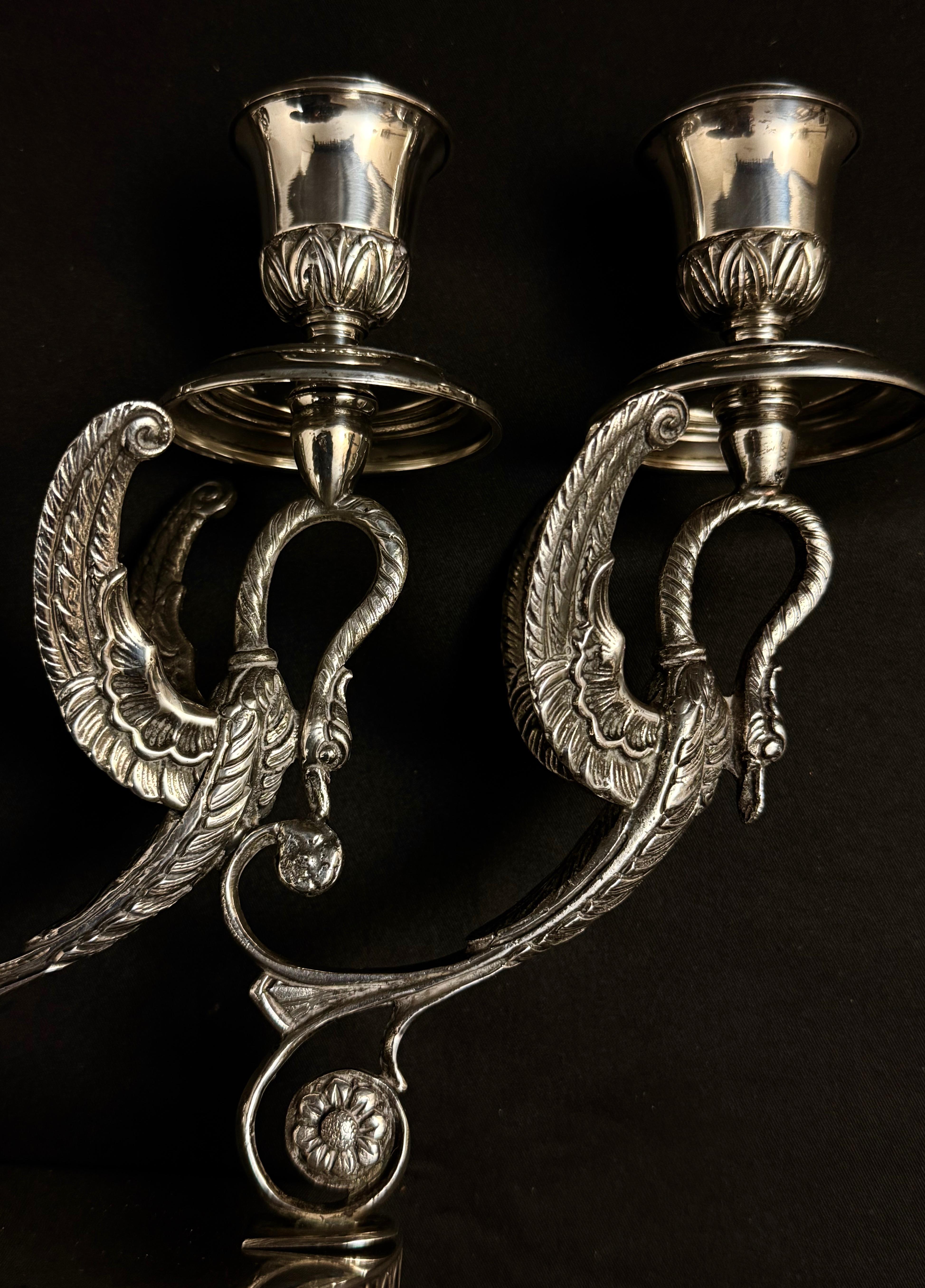 Srebrny kandelabr salonowy 4-ramienny, masa 1304 g