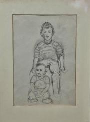 Wacław Skowroński,''Portret chłopca z małym dzieckiem''