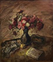 Wacław Taranczewski (1903-1987), ''Kwiaty w wazonie z owocami i książką''