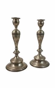 Srebrna para świeczników, masa łączna 1270 g