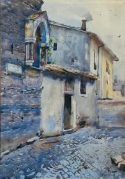 Karl Alexander Von Winkler(1860-1911), „Starówka Frascati” – miniatura 1