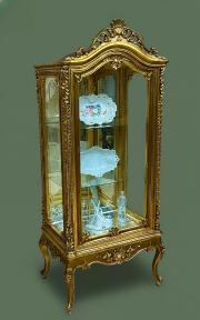 Salonowa złocona witryna jednodrzwiowa w stylu barokowym