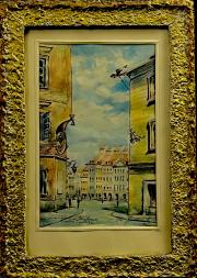 Wacław Skowroński,''Warszawa -widok na Stary Rynek i ulicę Zapiecek''