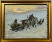 Nieustalony malarz,''Dwa zaprzęgi z saniami ''