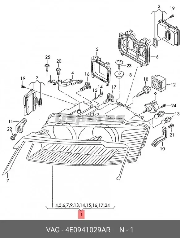 Car Parts - Audi  A8  - Lightning & Fuses  -Part Number: 4E0941029AR
