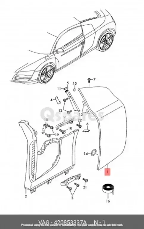 Car Parts - Audi  R8  - Body Parts & Mirrors  -Part Number: 420853337A