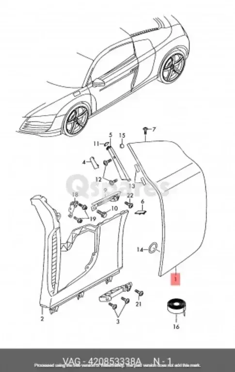 Car Parts - Audi  R8  - Body Parts & Mirrors  -Part Number: 420853338A