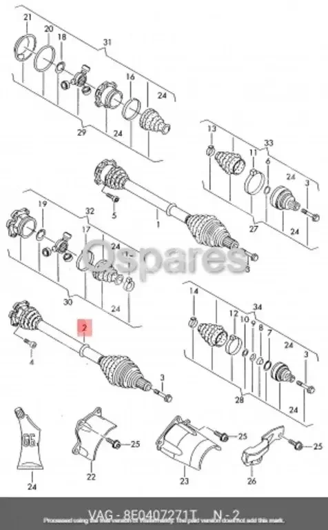 Car Parts - Volkswagen  Golf  - Drivetrain & Axles  -Part Number: 8E0407271T