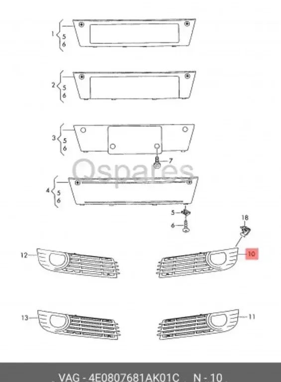 Car Parts - Audi  A8  -Part Number: 4E0807681AK01C