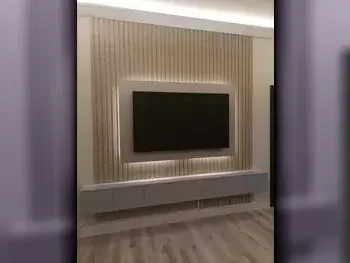 تشكيلة تخزين التلفاز  - اللون البيج