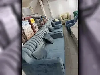 الأرائك والكنب والكراسي طقم كنب  - مخمل  - أزرق