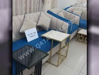 الأرائك والكنب والكراسي طقم كنب  - قماش  - أزرق  وطاولات جانبية