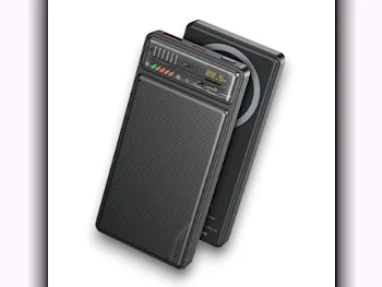 باور بنك متوافقة مع معظم الهواتف المحمولة متضمنة الأيفون  أسود