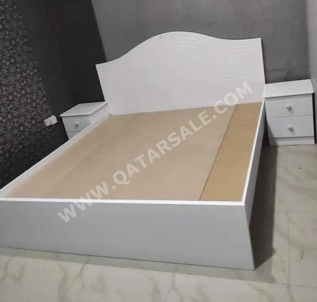 Beds - King  - White  - Mattress Included  - With Bedside Table