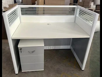 Desks & Computer Desks - Partition Desk  - White  - With Chest of 3 Drawers