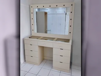 Wardrobes & Dressers - Doha Furniture  - Dressing Table, Mirror, Chair & 2 Shelving Units  - Beige