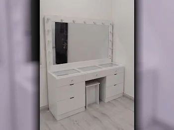 Wardrobes & Dressers - Doha Furniture  - Dressing Table, Mirror, Chair & 2 Shelving Units  - White