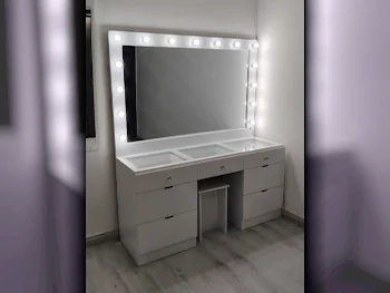 Wardrobes & Dressers - Doha Furniture  - Dressing Table, Mirror, Chair & 2 Shelving Units  - White