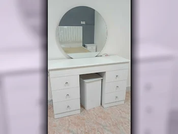 Wardrobes & Dressers - Doha Furniture  - Dressing Table, Mirror, Chair & 2 Shelving Units  - White