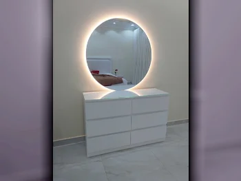 Wardrobes & Dressers - Doha Furniture  - Dressing Table, Mirror, Chair & 2 Shelving Units  - White