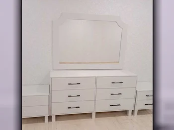 Wardrobes & Dressers - Doha Furniture  - Dressing Table, Mirror, Chair & 2 Shelving Units  - Beige
