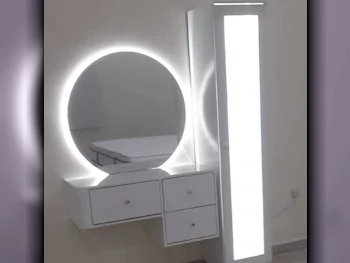 Wardrobes & Dressers - Doha Furniture  - Dressing Table, Mirror, Chair & 2 Shelving Units  - White