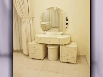 Wardrobes & Dressers - Doha Furniture  - Dressing Table, Mirror, Chair & 2 Shelving Units  - Beige