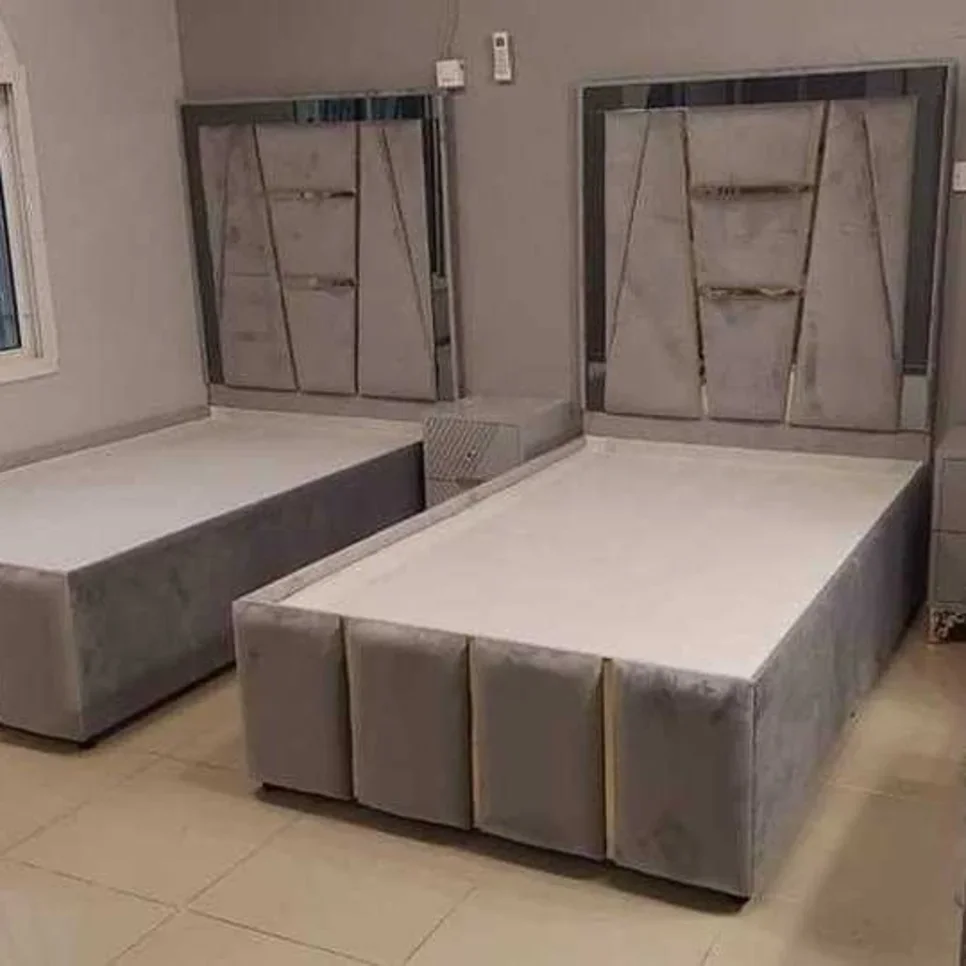 الأسّرة - فردي  - اللون الرمادي  - متضمنة المرتبة