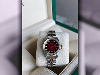 ساعات - رولكس  - ساعات ميكانيكية  - أحمر  - ساعات نسائي