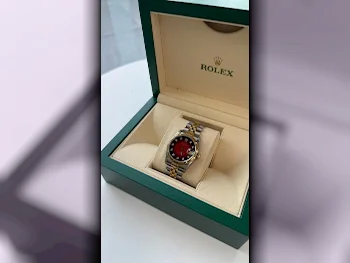 ساعات - رولكس  - ساعات ميكانيكية  - أحمر  - ساعات نسائي