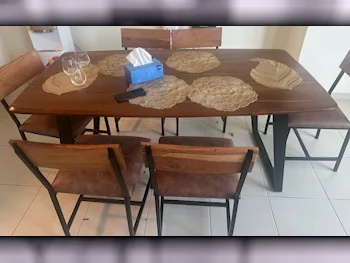 طاولة طعام مع كراسي  - هوم سنتر  - بنى