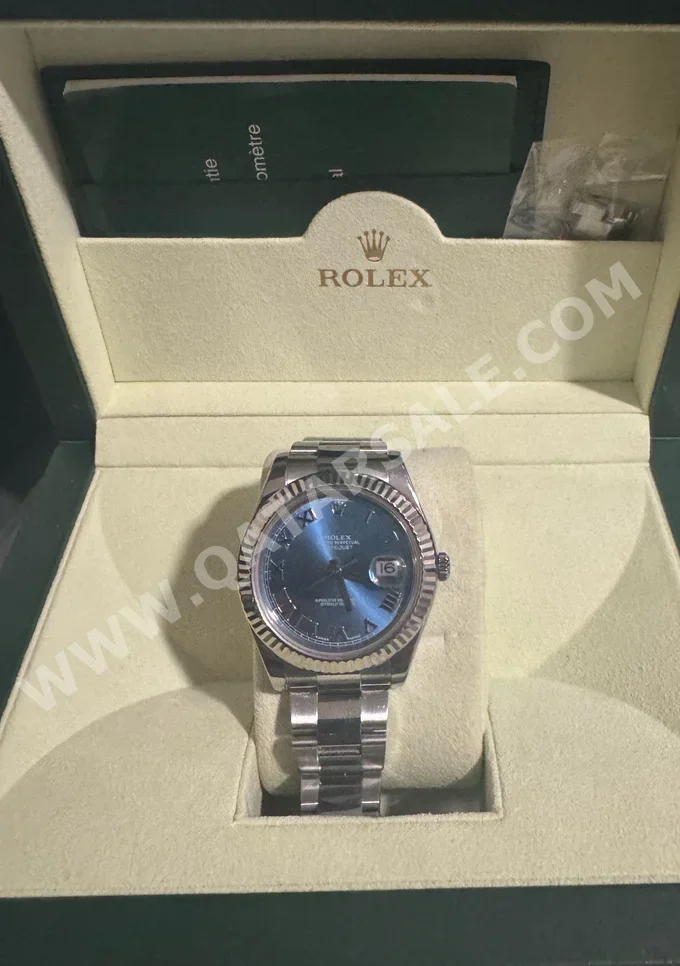 ساعات - رولكس  - ساعات ميكانيكية  - أزرق  - ساعات رجالي