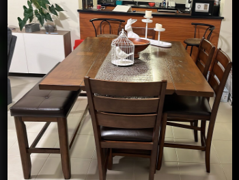 Tables & Sideboards Table & Chairs  - Home Center  - Solid Wood  - Brown