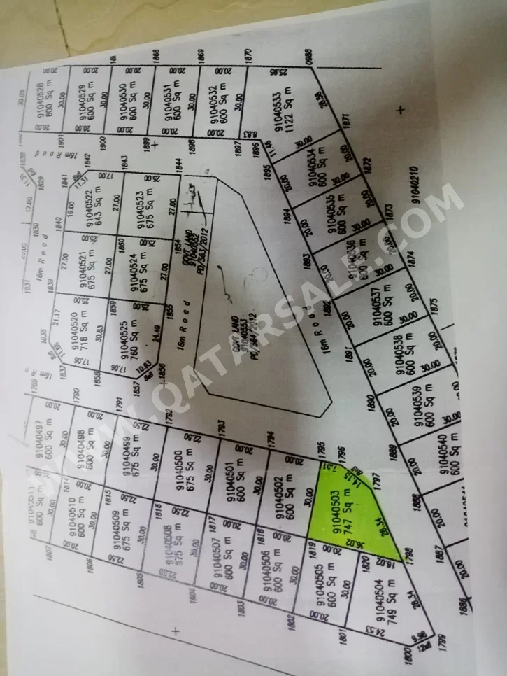 اراضي للبيع في الوكرة  - الوكير  -المساحة 747 متر مربع