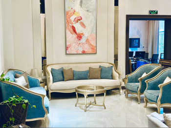 Sofas, Couches & Chairs Sofa Set  - Fabric  - Blue  - With Table  and Side Tables