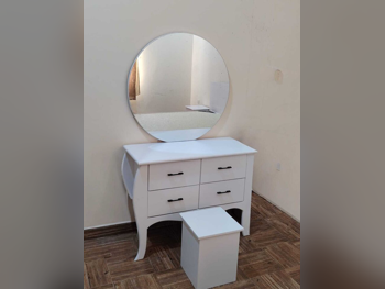 Wardrobes & Dressers - Doha Furniture  - Dressing Table, Mirror, Chair & 2 Shelving Units  - White