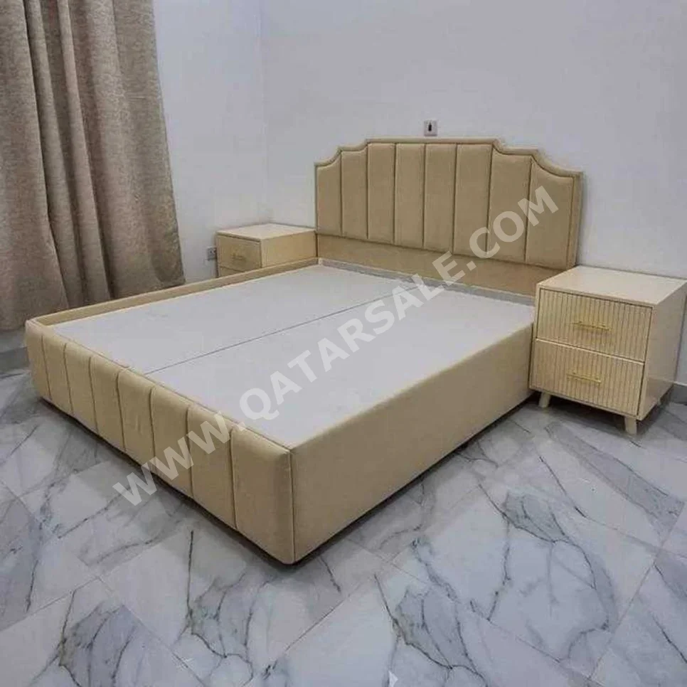 Beds - King  - Yellow  - Mattress Included  - With Bedside Table