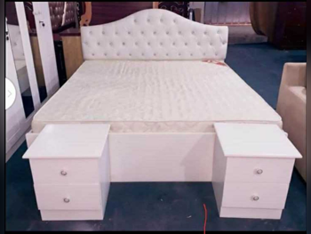 Beds - King  - White  - Mattress Included  - With Bedside Table