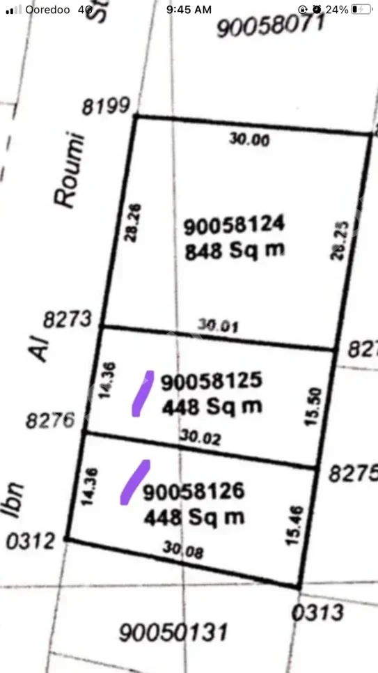 Lands For Sale in Al Wakrah - Al Wakrah -Area Size 448 Square Meter