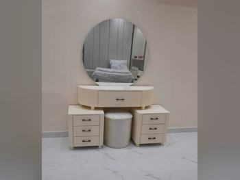 Wardrobes & Dressers - Doha Furniture  - Dressing Table, Mirror, Chair & 2 Shelving Units  - Beige
