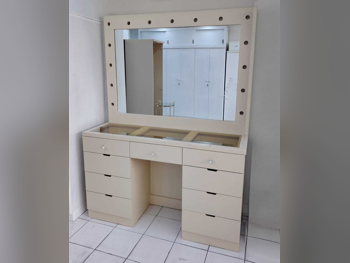 Wardrobes & Dressers - Doha Furniture  - Dressing Table, Mirror, Chair & 2 Shelving Units  - Beige