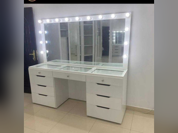 Wardrobes & Dressers - Doha Furniture  - Dressing Table, Mirror, Chair & 2 Shelving Units  - White