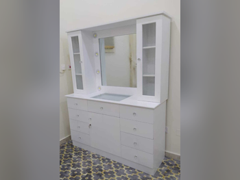 Wardrobes & Dressers - Doha Furniture  - Dressing Table, Mirror, Chair & 2 Shelving Units  - White