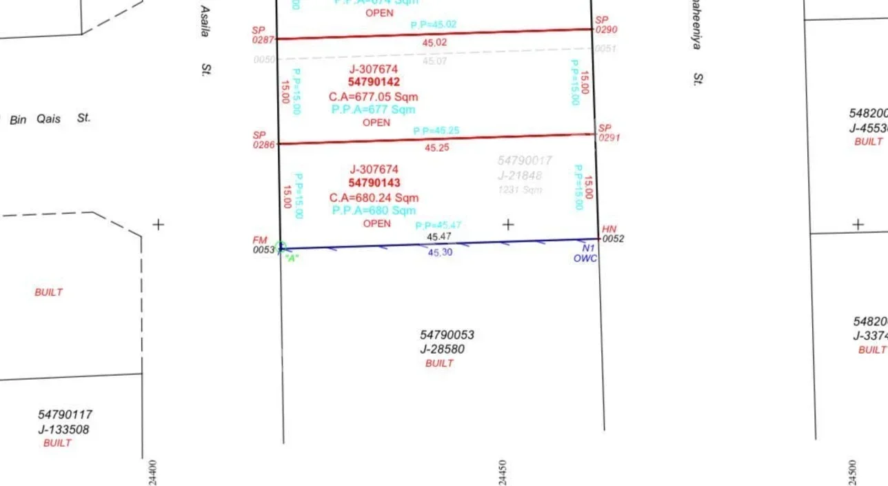 اراضي للبيع في الريان  - لوعيب  -المساحة 680 متر مربع