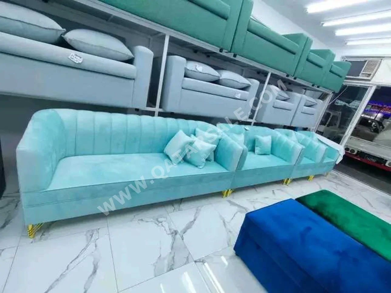 Sofas, Couches & Chairs Sofa Set  - Fabric  - Green & Beige