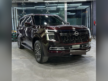 Nissan  Patrol  Platinum  2025  Automatic  26,000 Km  6 Cylinder  Four Wheel Drive (4WD)  SUV  Maroon and Black  With Warranty