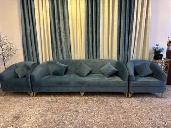 الأرائك والكنب والكراسي طقم كنب  - مخمل  - أزرق